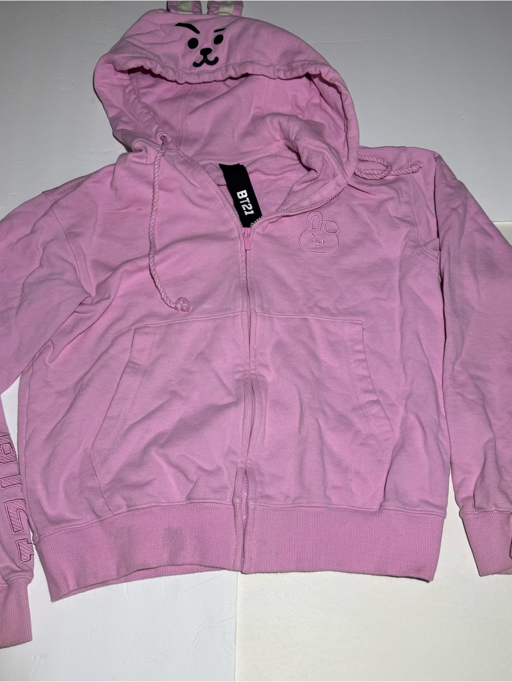 COOKY (Jungkook) BTS Hoodie Zip-up Pink Size Medium “BT21" Rare